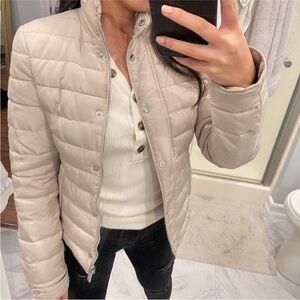 Light Beige Quilted Puffer Jacket - Women